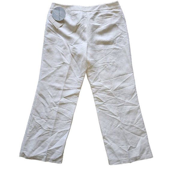 Emma James Wide Leg Pants Womens 16 Ivory Linen Blend Trousers Lined Washable - Picture 4 of 10